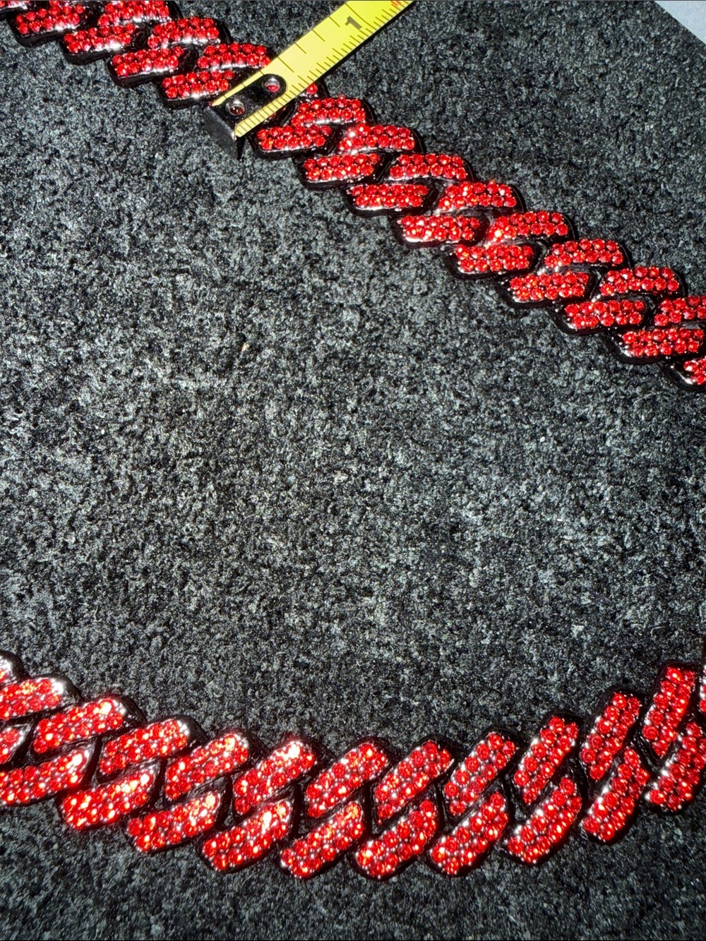 Men's Red Crystal Cuban Link Chain Necklace